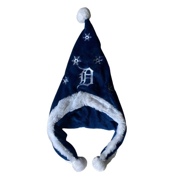 Forever Collectibles Detroit Santa Hat Blue Silver - Picture 1 of 7